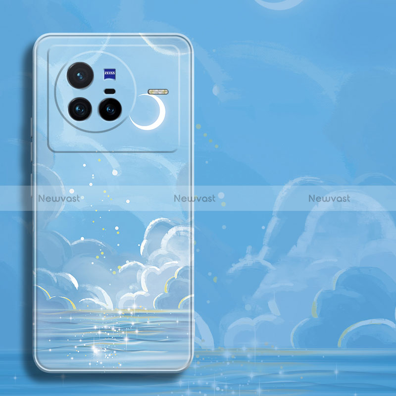 Silicone Candy Rubber Gel Starry Sky Soft Case Cover S01 for Vivo X80 5G Blue