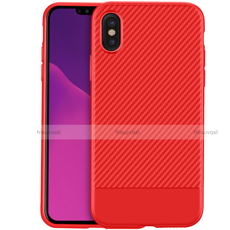 Silicone Candy Rubber Gel Twill Soft Case for Apple iPhone Xs Red