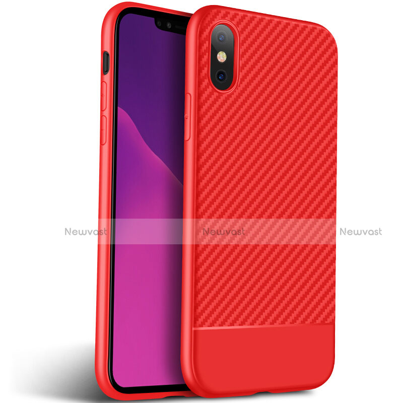 Silicone Candy Rubber Gel Twill Soft Case for Apple iPhone Xs Red