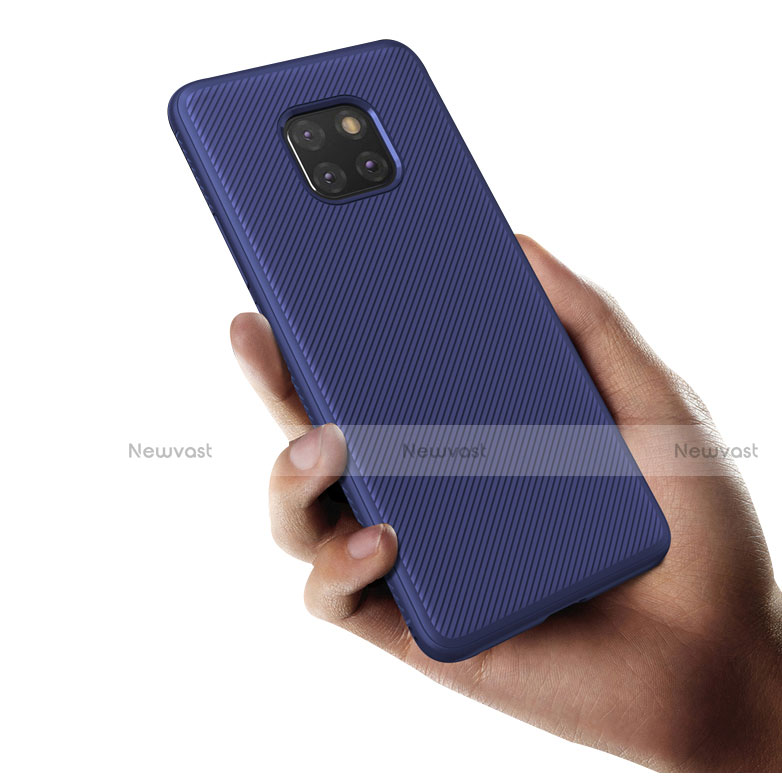 Silicone Candy Rubber Gel Twill Soft Case for Huawei Mate 20 Pro Blue