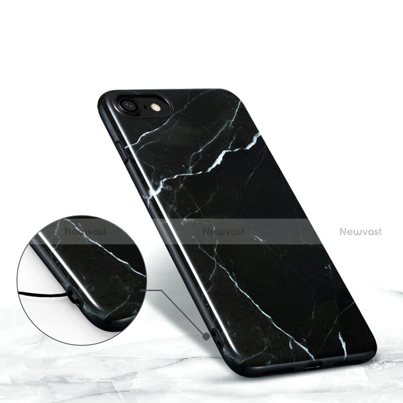 Silicone Candy Rubber Marble Pattern Soft Case for Apple iPhone 7 Black