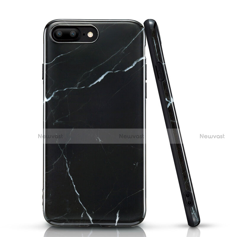 Silicone Candy Rubber Marble Pattern Soft Case for Apple iPhone 7 Plus Black