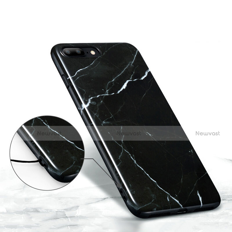 Silicone Candy Rubber Marble Pattern Soft Case for Apple iPhone 7 Plus Black