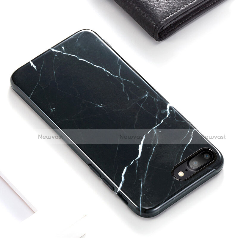 Silicone Candy Rubber Marble Pattern Soft Case for Apple iPhone 7 Plus Black