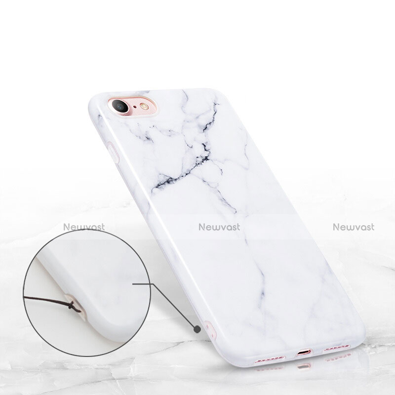 Silicone Candy Rubber Marble Pattern Soft Case for Apple iPhone 7 White