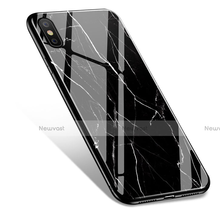 Silicone Candy Rubber Marble Pattern Soft Case for Apple iPhone Xs Black