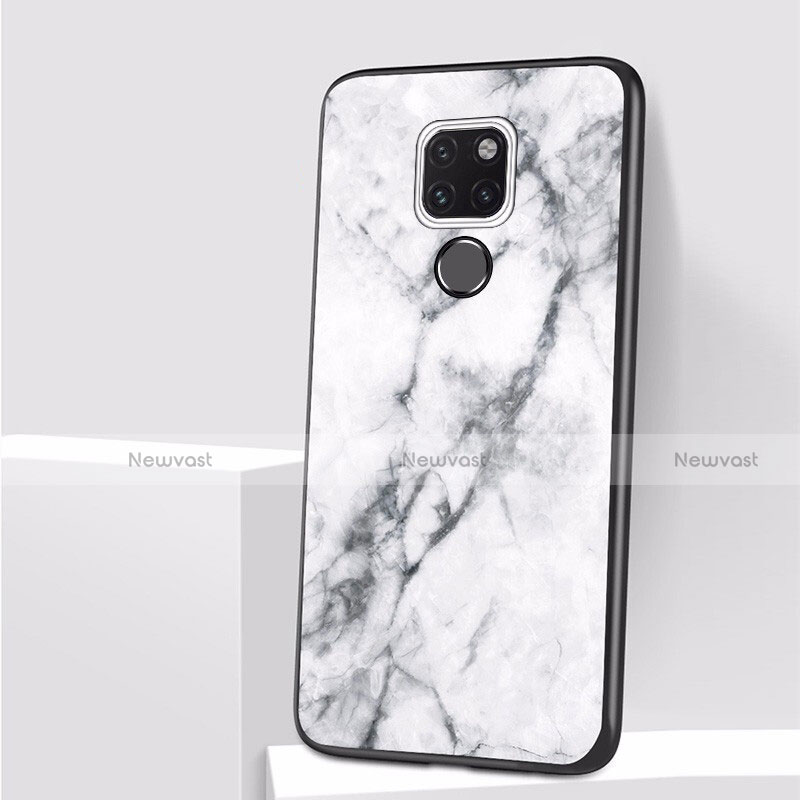 Silicone Candy Rubber Marble Pattern Soft Case for Huawei Mate 20 White