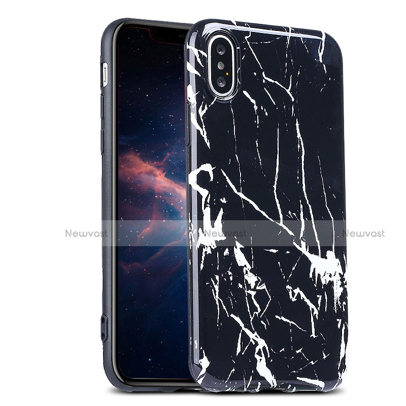 Silicone Candy Rubber Marble Pattern Soft Case P01 for Apple iPhone Xs Black