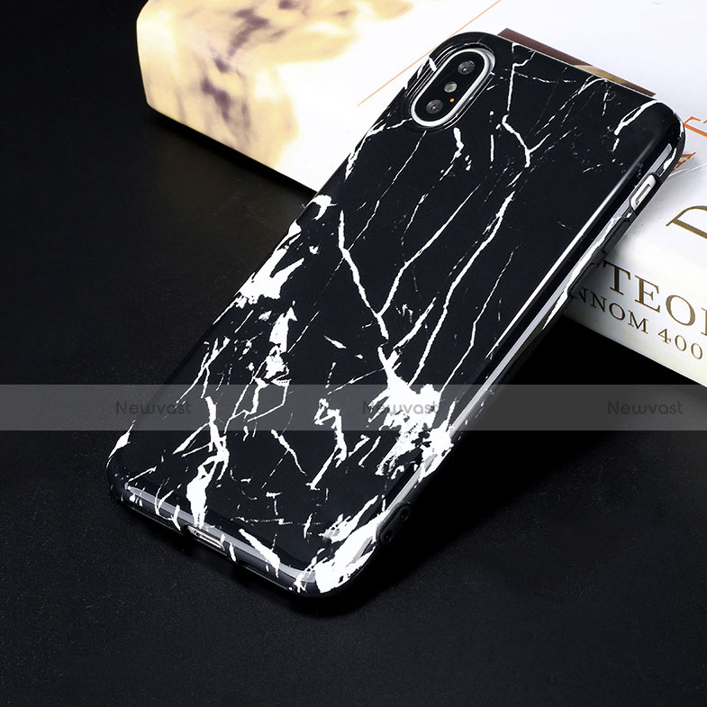 Silicone Candy Rubber Marble Pattern Soft Case P01 for Apple iPhone Xs Black