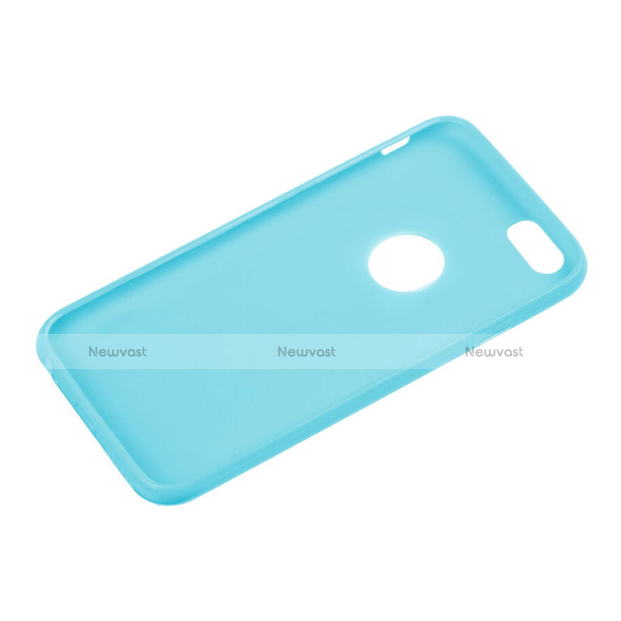 Silicone Candy Rubber Soft Case With Hole for Apple iPhone 6S Sky Blue