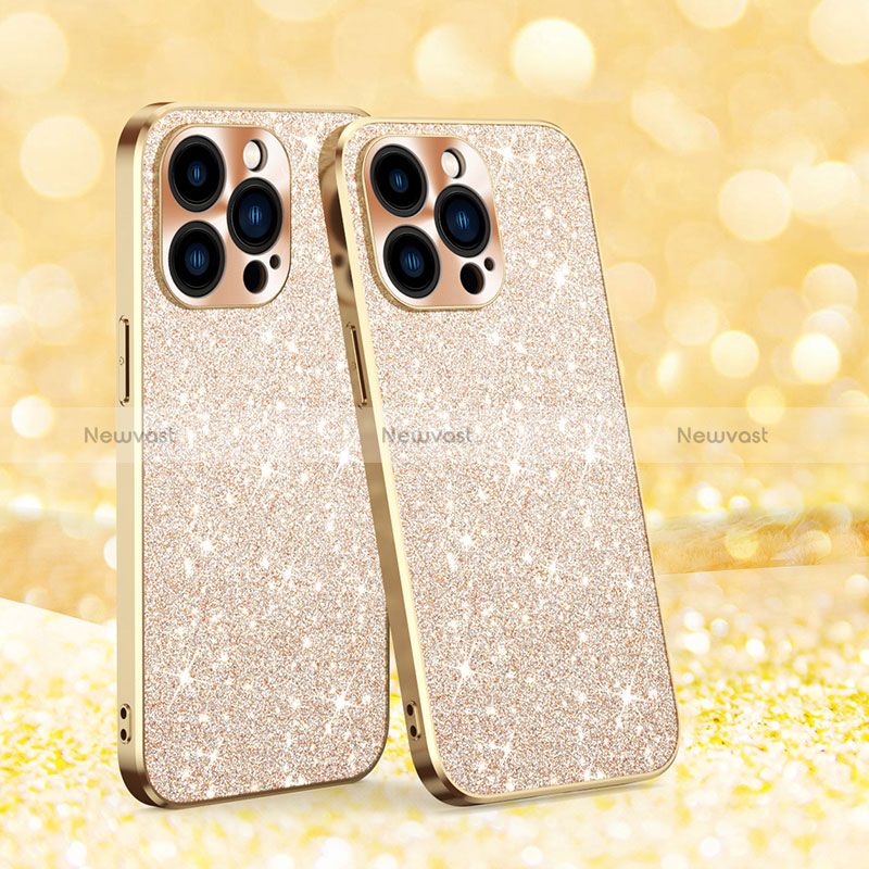 Silicone Candy Rubber TPU Bling-Bling Soft Case Cover AC1 for Apple iPhone 13 Pro Gold