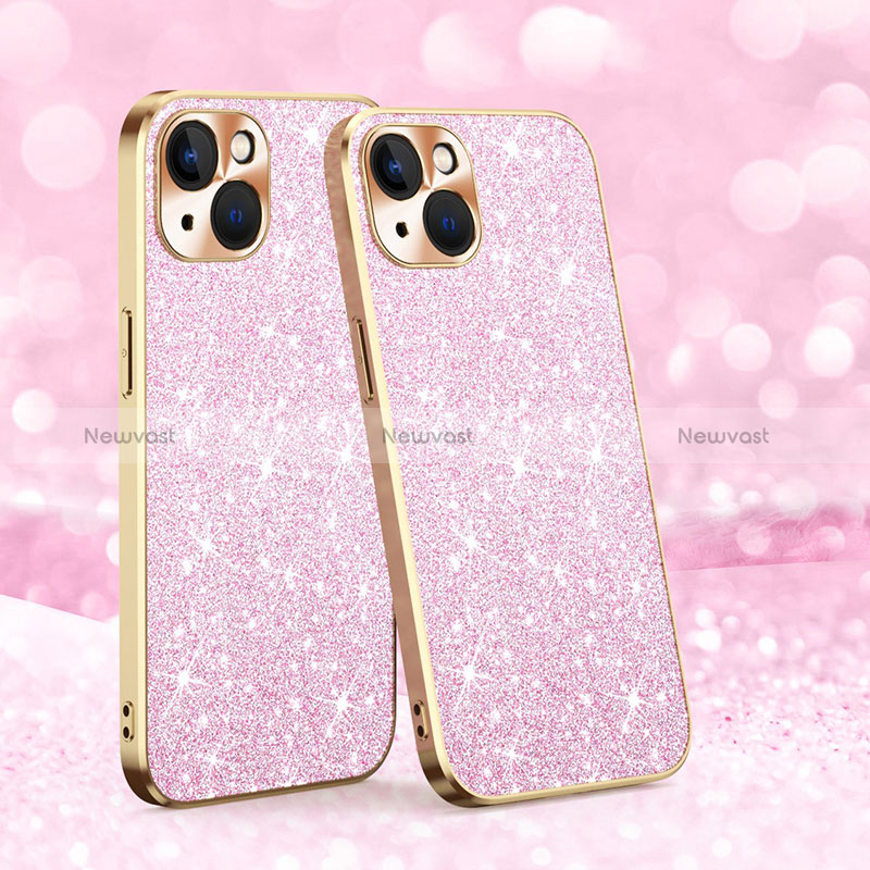 Silicone Candy Rubber TPU Bling-Bling Soft Case Cover AC1 for Apple iPhone 13 Rose Gold