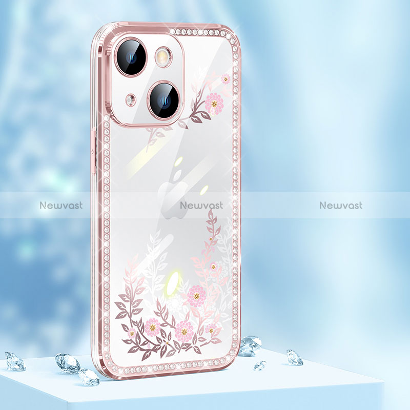 Silicone Candy Rubber TPU Bling-Bling Soft Case Cover AT1 for Apple iPhone 13 Mini Rose Gold