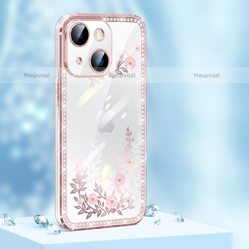 Silicone Candy Rubber TPU Bling-Bling Soft Case Cover AT1 for Apple iPhone 13 Rose Gold