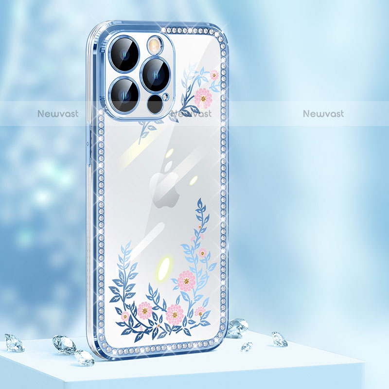 Silicone Candy Rubber TPU Bling-Bling Soft Case Cover AT1 for Apple iPhone 14 Pro Blue