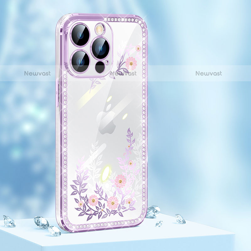 Silicone Candy Rubber TPU Bling-Bling Soft Case Cover AT1 for Apple iPhone 14 Pro Purple