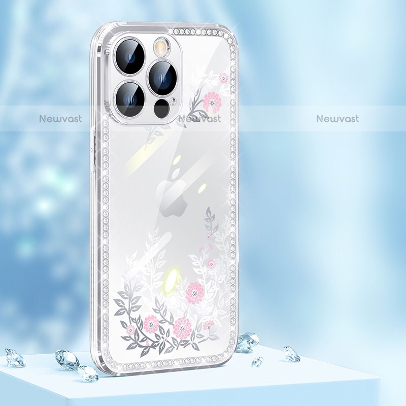 Silicone Candy Rubber TPU Bling-Bling Soft Case Cover AT1 for Apple iPhone 14 Pro Silver