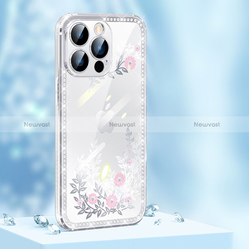 Silicone Candy Rubber TPU Bling-Bling Soft Case Cover AT1 for Apple iPhone 15 Pro Silver