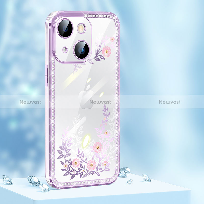 Silicone Candy Rubber TPU Bling-Bling Soft Case Cover AT1 for Apple iPhone 15 Purple