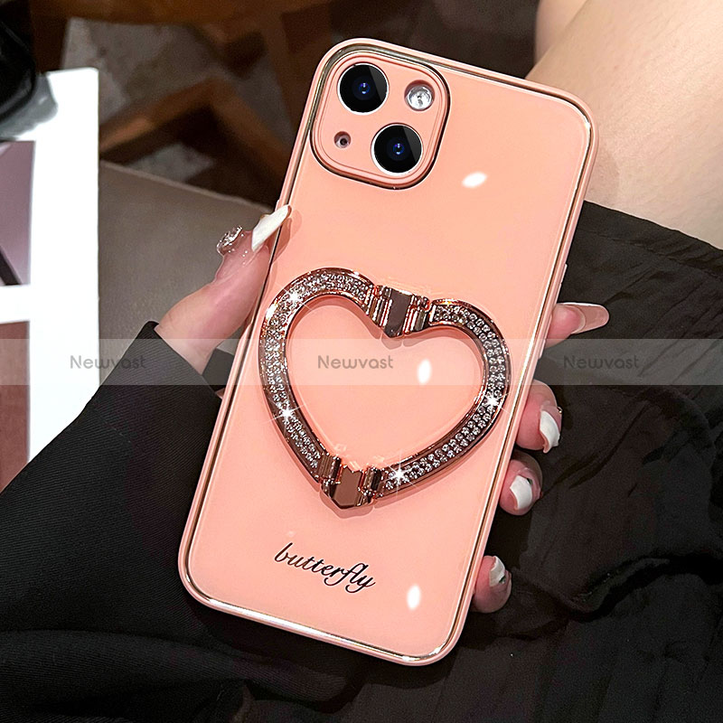 Silicone Candy Rubber TPU Bling-Bling Soft Case Cover JL1 for Apple iPhone 14 Rose Gold