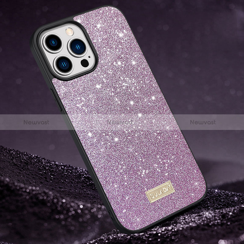 Silicone Candy Rubber TPU Bling-Bling Soft Case Cover LD1 for Apple iPhone 13 Pro Max Purple