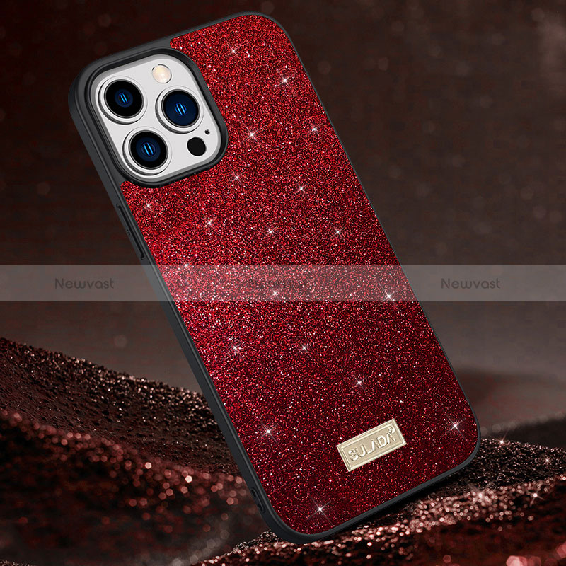 Silicone Candy Rubber TPU Bling-Bling Soft Case Cover LD1 for Apple iPhone 13 Pro Max Red