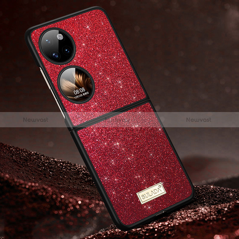 Silicone Candy Rubber TPU Bling-Bling Soft Case Cover LD1 for Huawei P50 Pocket Red