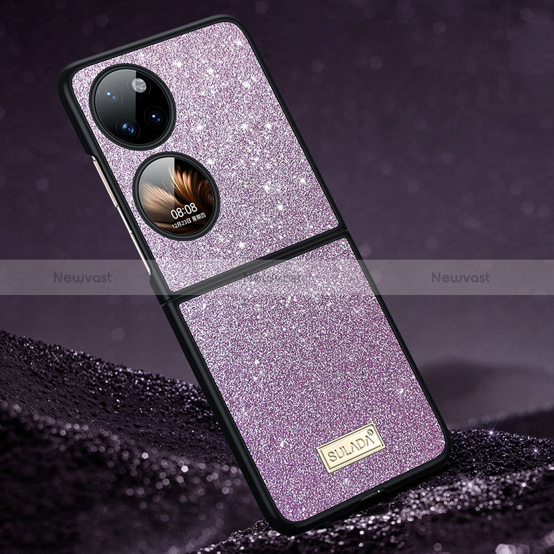 Silicone Candy Rubber TPU Bling-Bling Soft Case Cover LD1 for Huawei Pocket S Purple