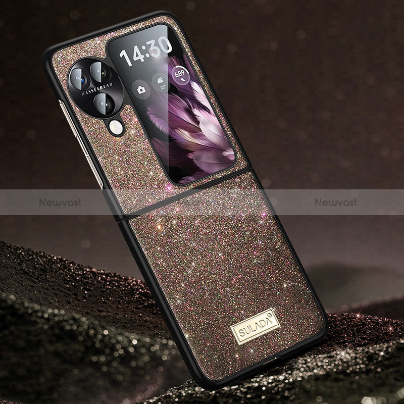 Silicone Candy Rubber TPU Bling-Bling Soft Case Cover LD1 for Oppo Find N3 Flip 5G Brown