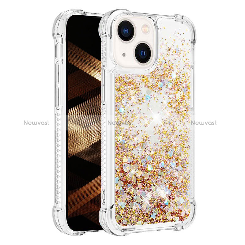 Silicone Candy Rubber TPU Bling-Bling Soft Case Cover S01 for Apple iPhone 15 Gold