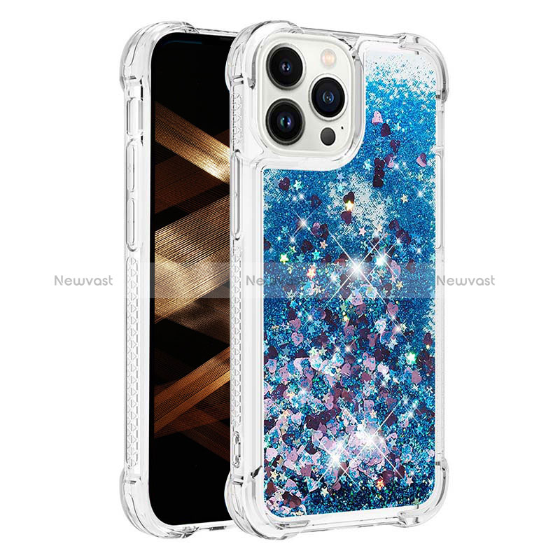 Silicone Candy Rubber TPU Bling-Bling Soft Case Cover S01 for Apple iPhone 16 Pro Blue