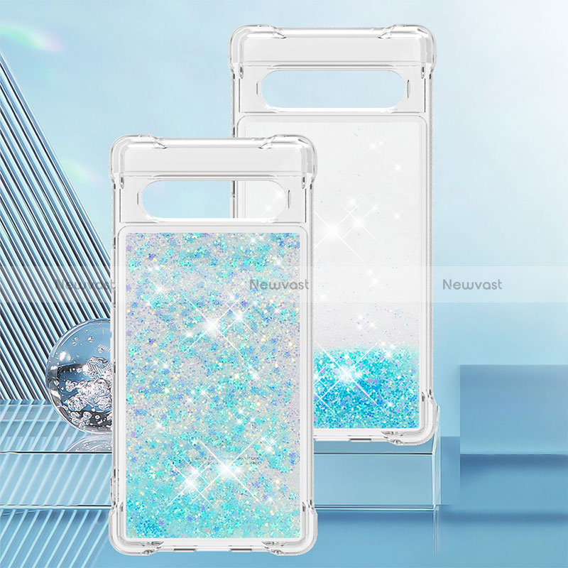 Silicone Candy Rubber TPU Bling-Bling Soft Case Cover S01 for Google Pixel 7a 5G Sky Blue