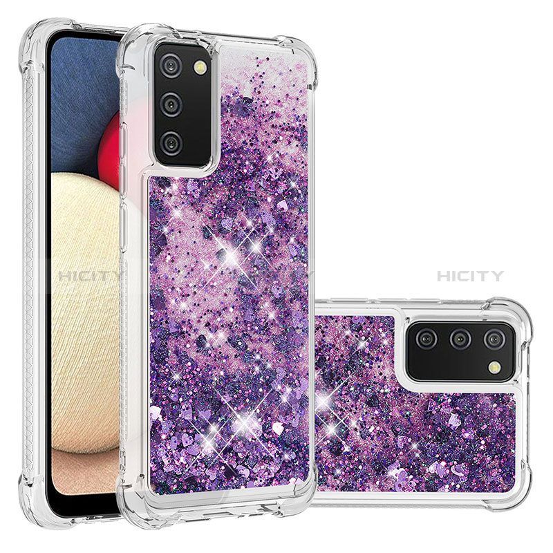 Silicone Candy Rubber TPU Bling-Bling Soft Case Cover S01 for Samsung Galaxy A03s Purple