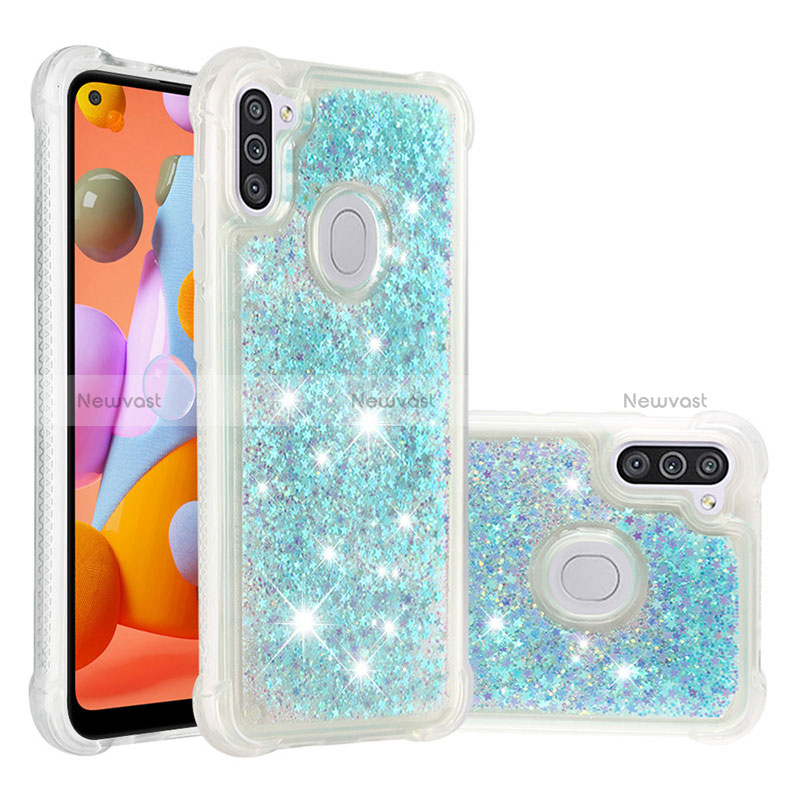 Silicone Candy Rubber TPU Bling-Bling Soft Case Cover S01 for Samsung Galaxy A11 Sky Blue