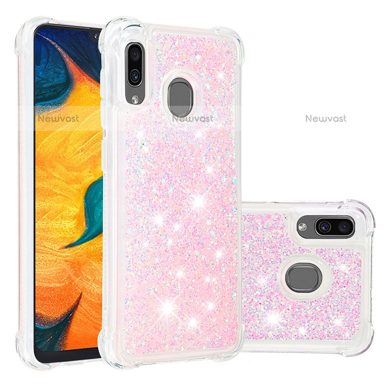 Silicone Candy Rubber TPU Bling-Bling Soft Case Cover S01 for Samsung Galaxy A20 Pink