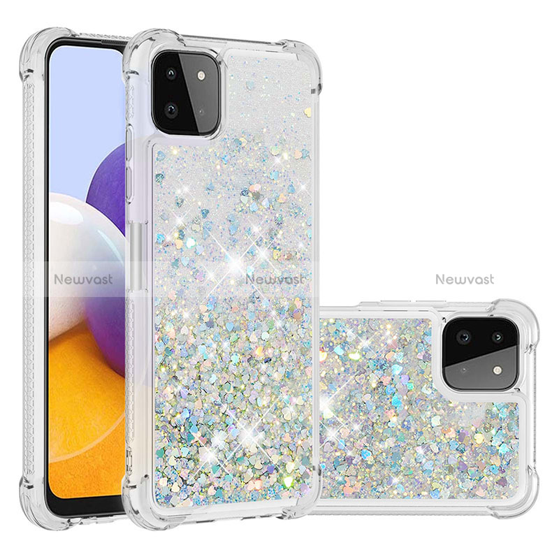 Silicone Candy Rubber TPU Bling-Bling Soft Case Cover S01 for Samsung Galaxy A22 5G Silver