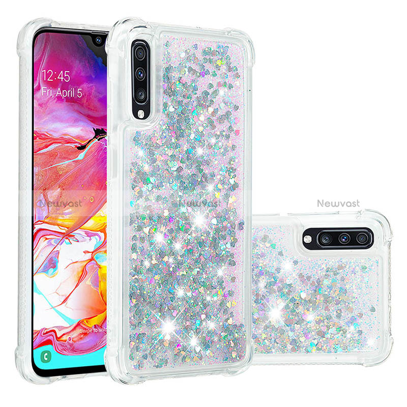 Silicone Candy Rubber TPU Bling-Bling Soft Case Cover S01 for Samsung Galaxy A70 Silver