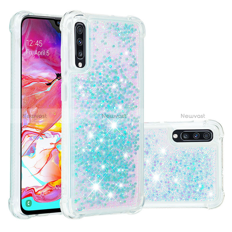 Silicone Candy Rubber TPU Bling-Bling Soft Case Cover S01 for Samsung Galaxy A70 Sky Blue