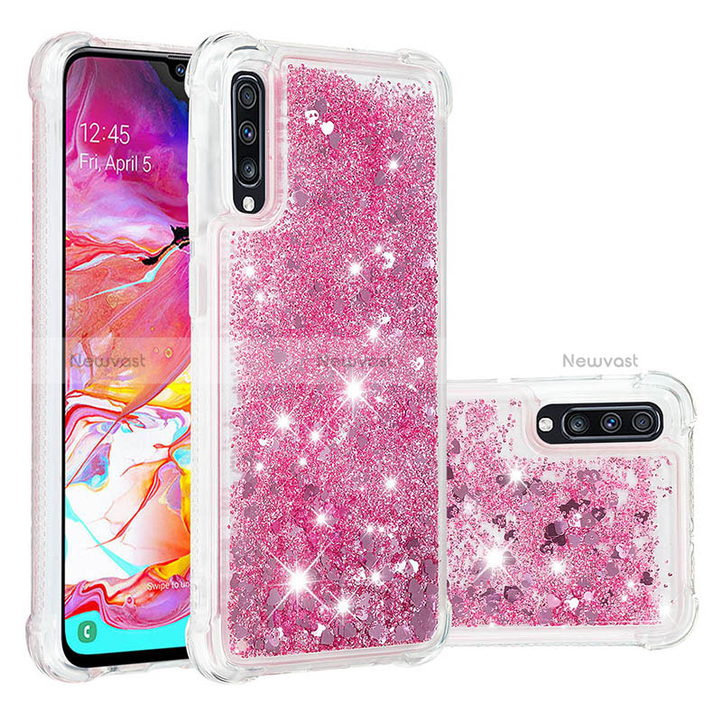 Silicone Candy Rubber TPU Bling-Bling Soft Case Cover S01 for Samsung Galaxy A70S Hot Pink