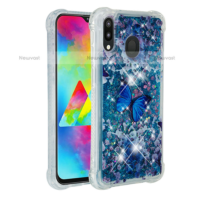 Silicone Candy Rubber TPU Bling-Bling Soft Case Cover S01 for Samsung Galaxy M20 Blue