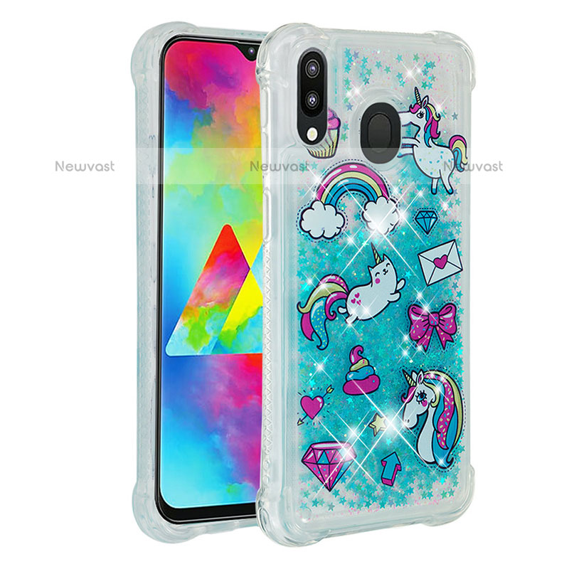 Silicone Candy Rubber TPU Bling-Bling Soft Case Cover S01 for Samsung Galaxy M20 Sky Blue