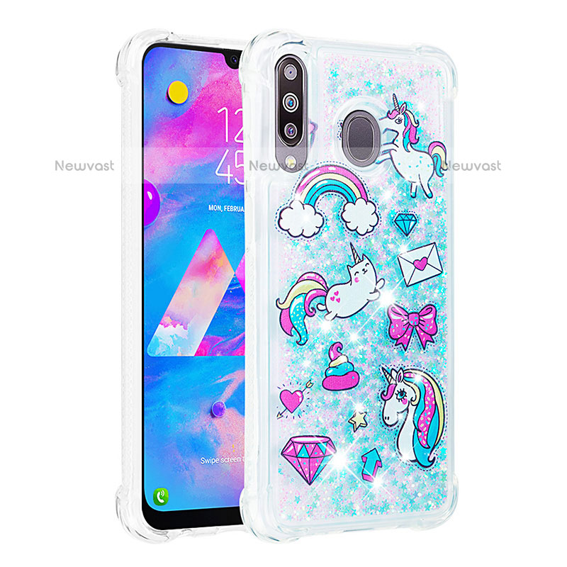 Silicone Candy Rubber TPU Bling-Bling Soft Case Cover S01 for Samsung Galaxy M30 Sky Blue