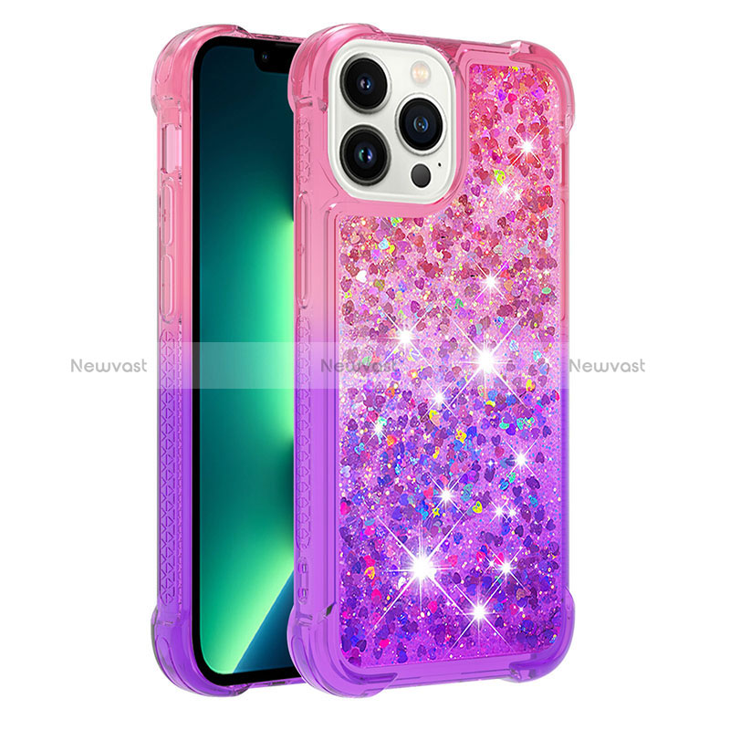 Silicone Candy Rubber TPU Bling-Bling Soft Case Cover S02 for Apple iPhone 13 Pro Hot Pink