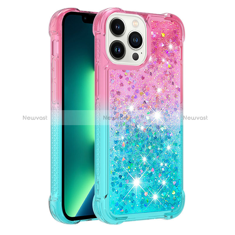 Silicone Candy Rubber TPU Bling-Bling Soft Case Cover S02 for Apple iPhone 13 Pro Max Pink