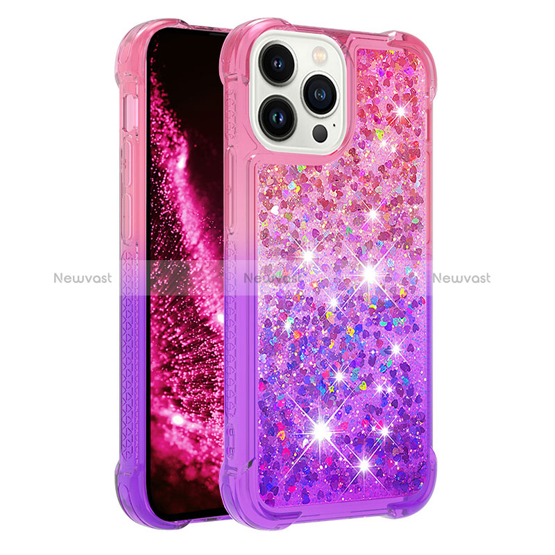 Silicone Candy Rubber TPU Bling-Bling Soft Case Cover S02 for Apple iPhone 14 Pro Max Hot Pink