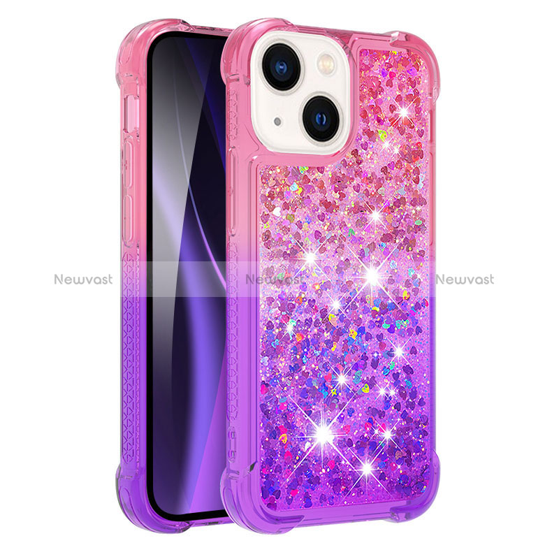 Silicone Candy Rubber TPU Bling-Bling Soft Case Cover S02 for Apple iPhone 15 Plus Hot Pink