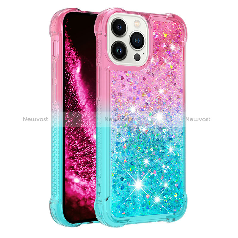 Silicone Candy Rubber TPU Bling-Bling Soft Case Cover S02 for Apple iPhone 15 Pro Max Pink