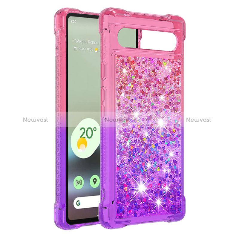 Silicone Candy Rubber TPU Bling-Bling Soft Case Cover S02 for Google Pixel 7a 5G Hot Pink