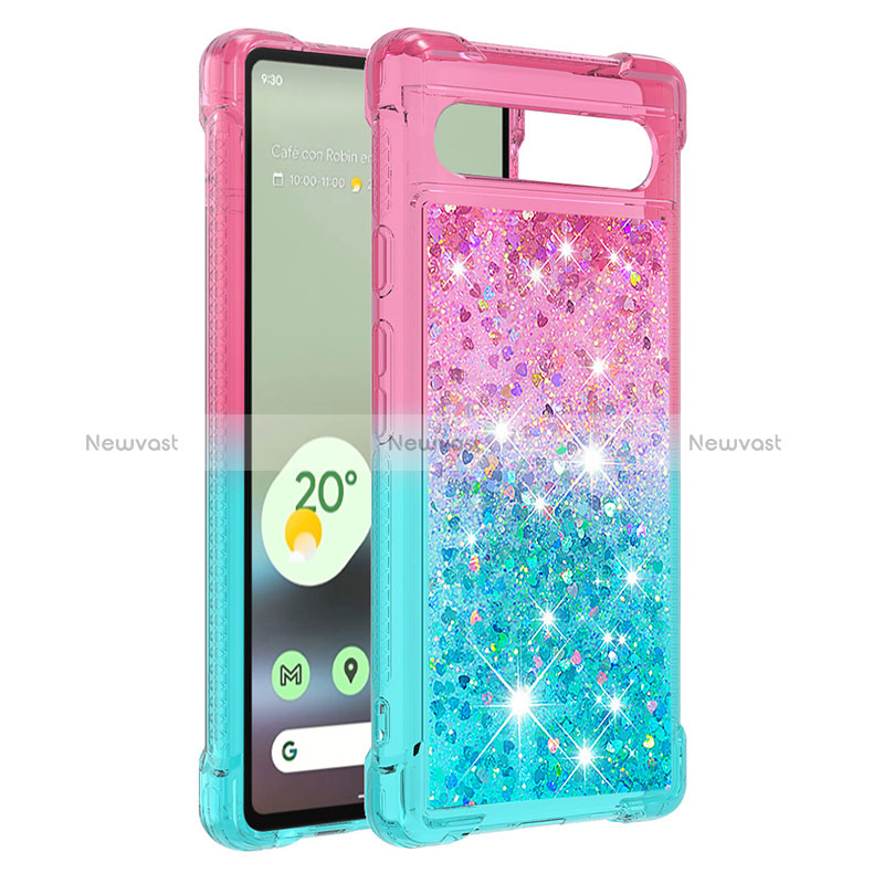 Silicone Candy Rubber TPU Bling-Bling Soft Case Cover S02 for Google Pixel 7a 5G Pink
