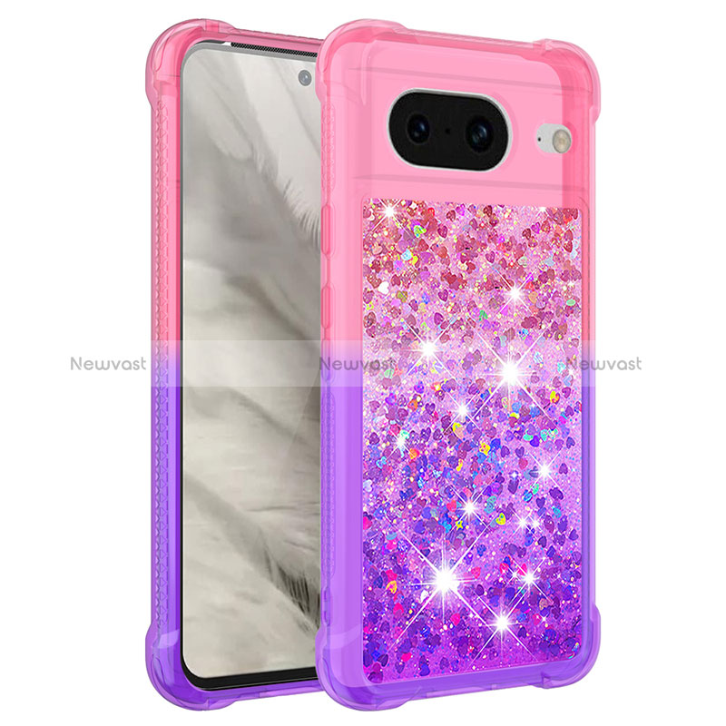 Silicone Candy Rubber TPU Bling-Bling Soft Case Cover S02 for Google Pixel 8 5G Hot Pink